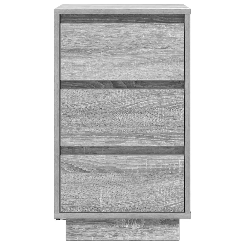 Comodino | Armadio da Notte | Mobiletto da notte con Luci LED Grigio Sonoma 38x34x65 cm