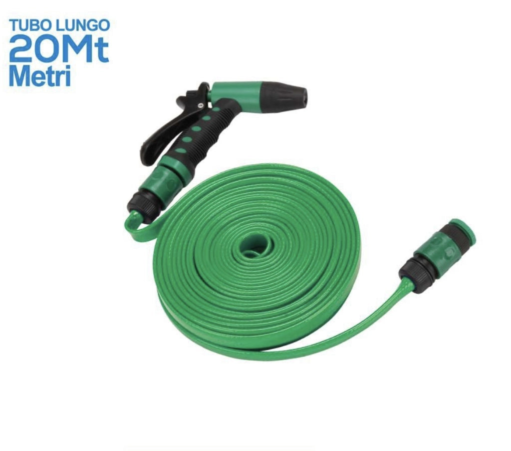 Pompa per irrigazione prato tubo 20 mt da giardino lavaggio auto con pistola innesto rapido