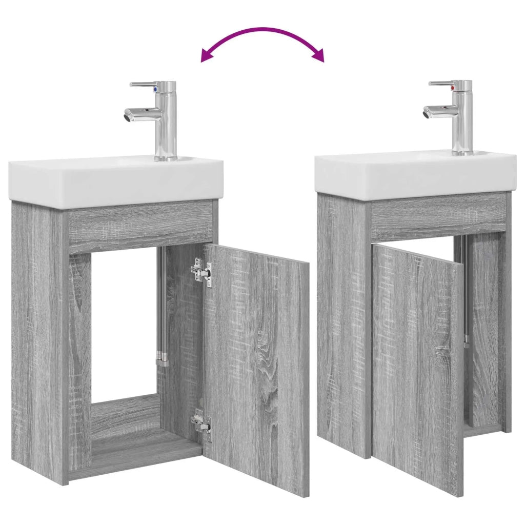 Mobile bagno con rubinetto Sonoma grigio 40,5 x 22,5 x 62 cm