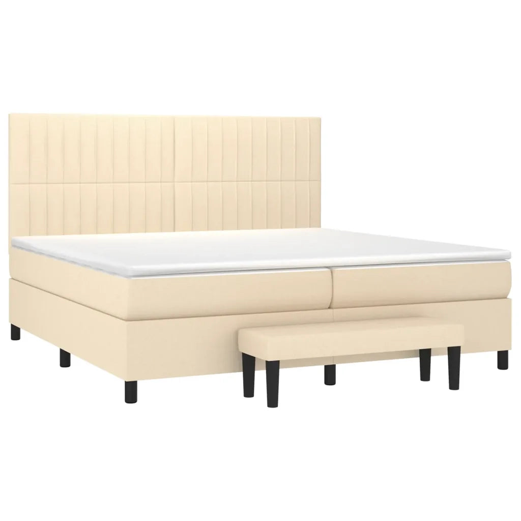 Giroletto a Molle con Materasso Crema 200x200 cm in Tessuto 3136786