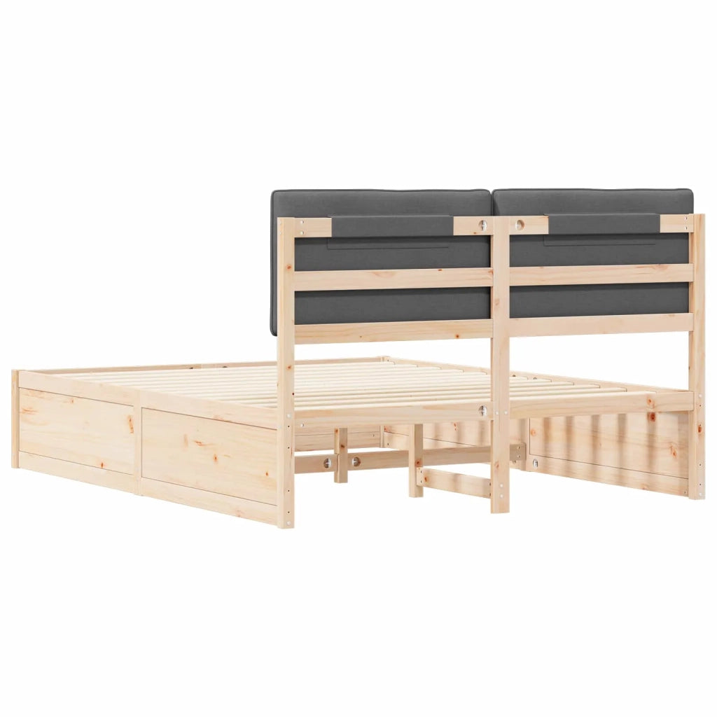 Letto con Testiera Rivestita Grigio scuro 160 x 200 cm