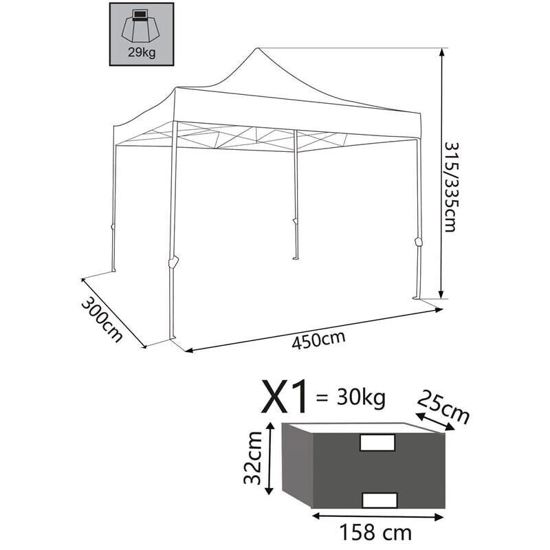 GAZEBO PANTHEON CON STRUTTURA IN ALLUMINIO 3 X 4,5 MT