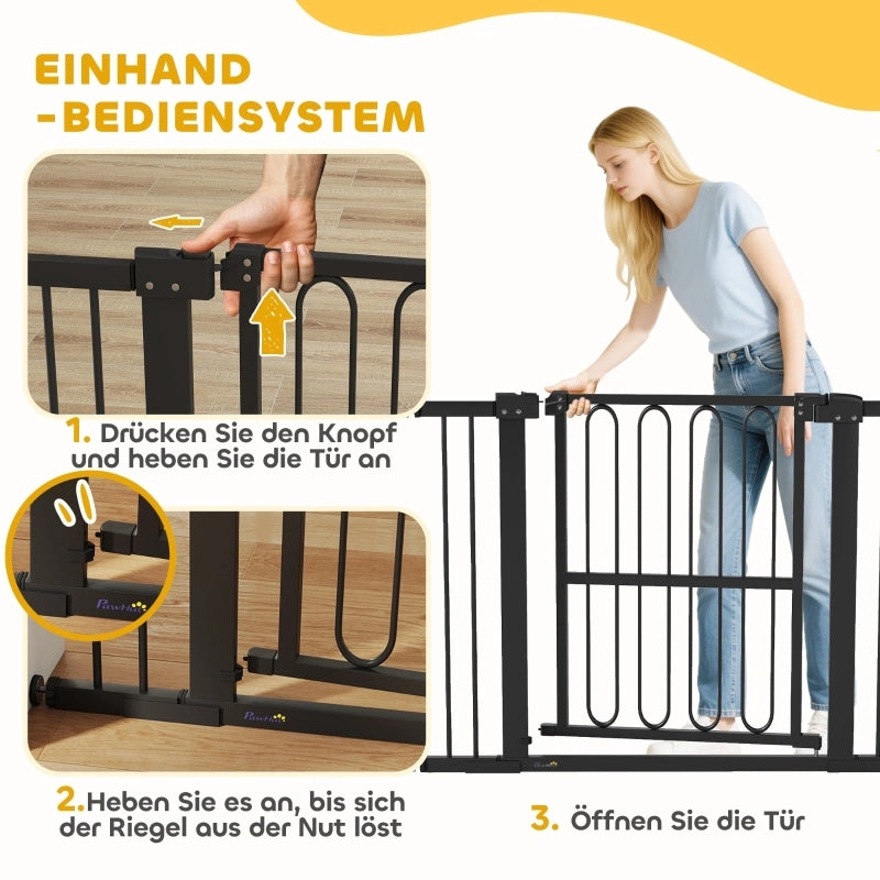 Barriera estensibile a forbice regolabile con chiusura doppia per porte e scale in plastica nera