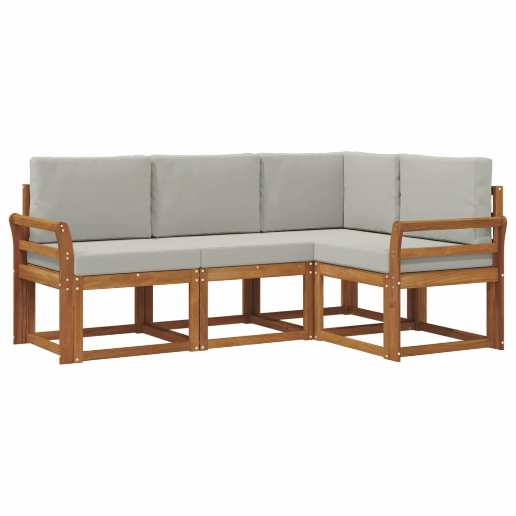 Set di divani da esterno 4 pcs Grigio Naturale e Chiaro