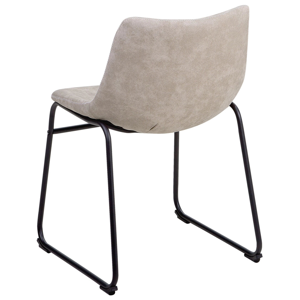 Set di 2 sedie da pranzo rivestimento in tessuto beige gambe nere stile retrò rustico
