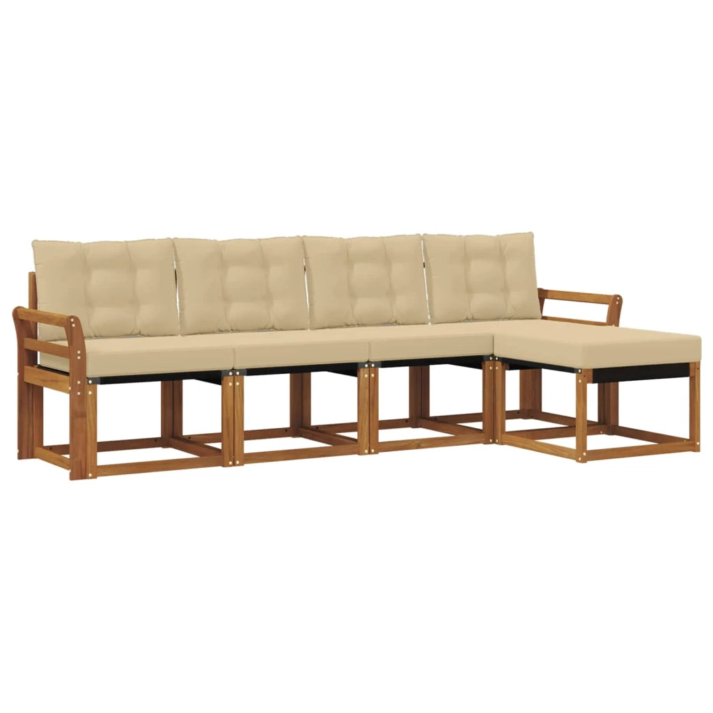 Set di divani da esterno con cuscino 5 pcs Naturale e Beige 3368572