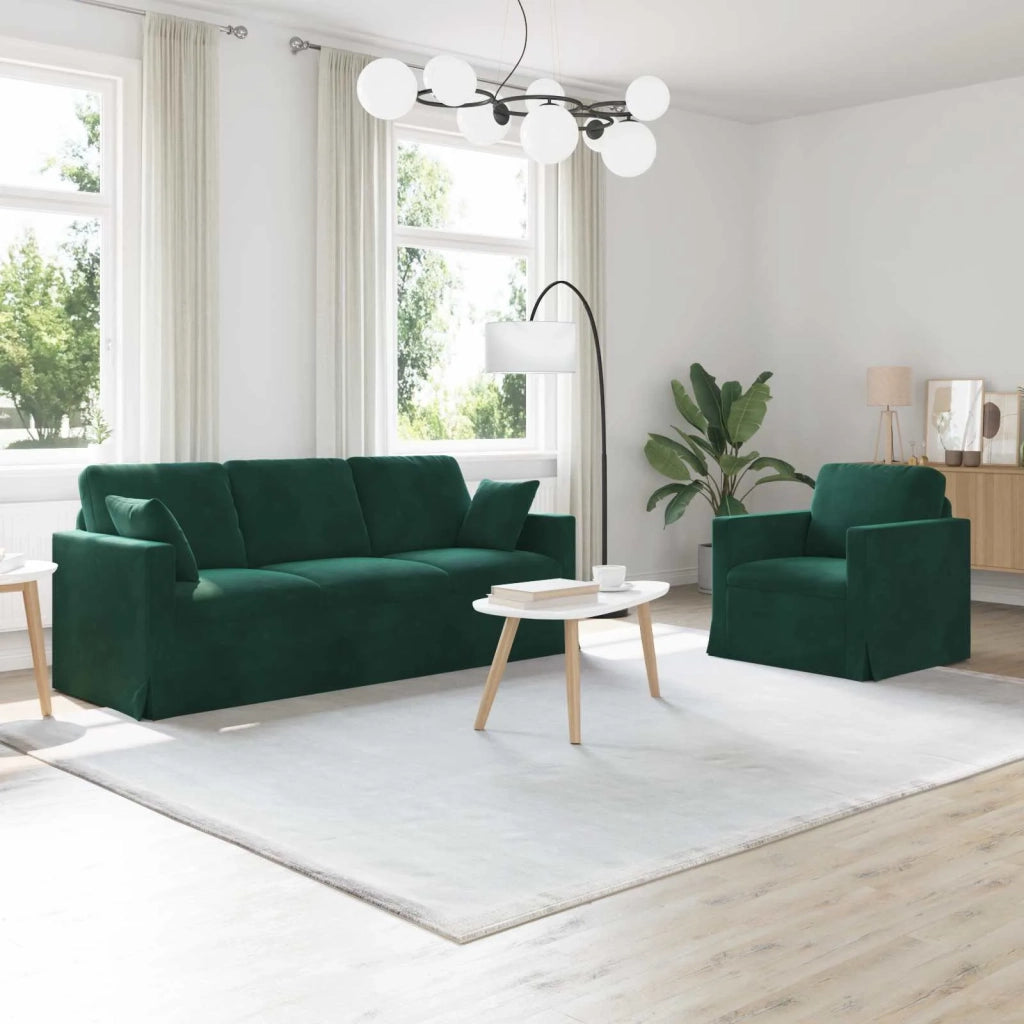 Set di divani 2 pcs Verde Scuro 198 x 78 x 80 cm Velluto