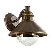 Applique Esterno Classica Albacete Metallo Rame Vetro Bianco 1 Luce E27