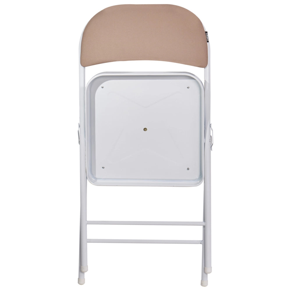 Set 4 Sedie Pieghevoli in Metallo beige e bianco sedile e schienale imbottiti