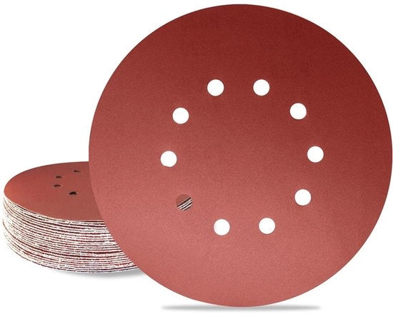 Schuurschijven 225 mm - Schuurpapier - 25 pezzi - 10 fori - Corpo di grano 320 - Qualità professionale