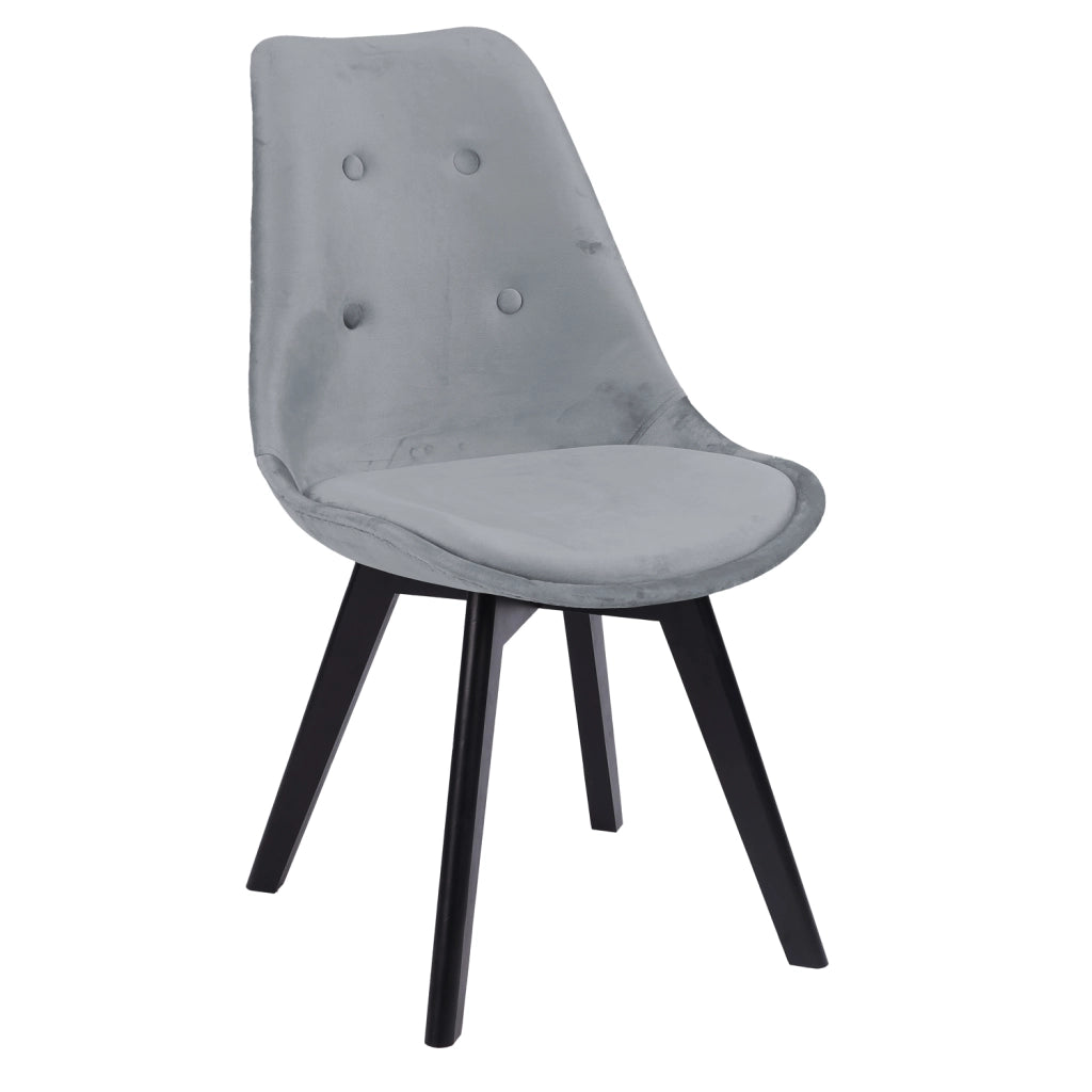 Set di 4 sedie in velluto grigio NORA con cuscino