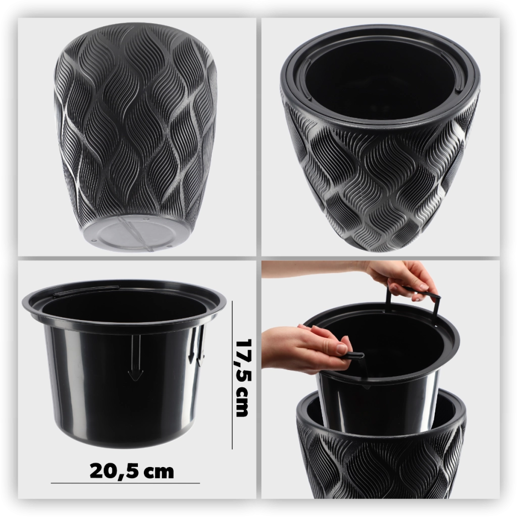 Vaso da fiori KADAX con inserto 32 cm, copertura in plastica alta