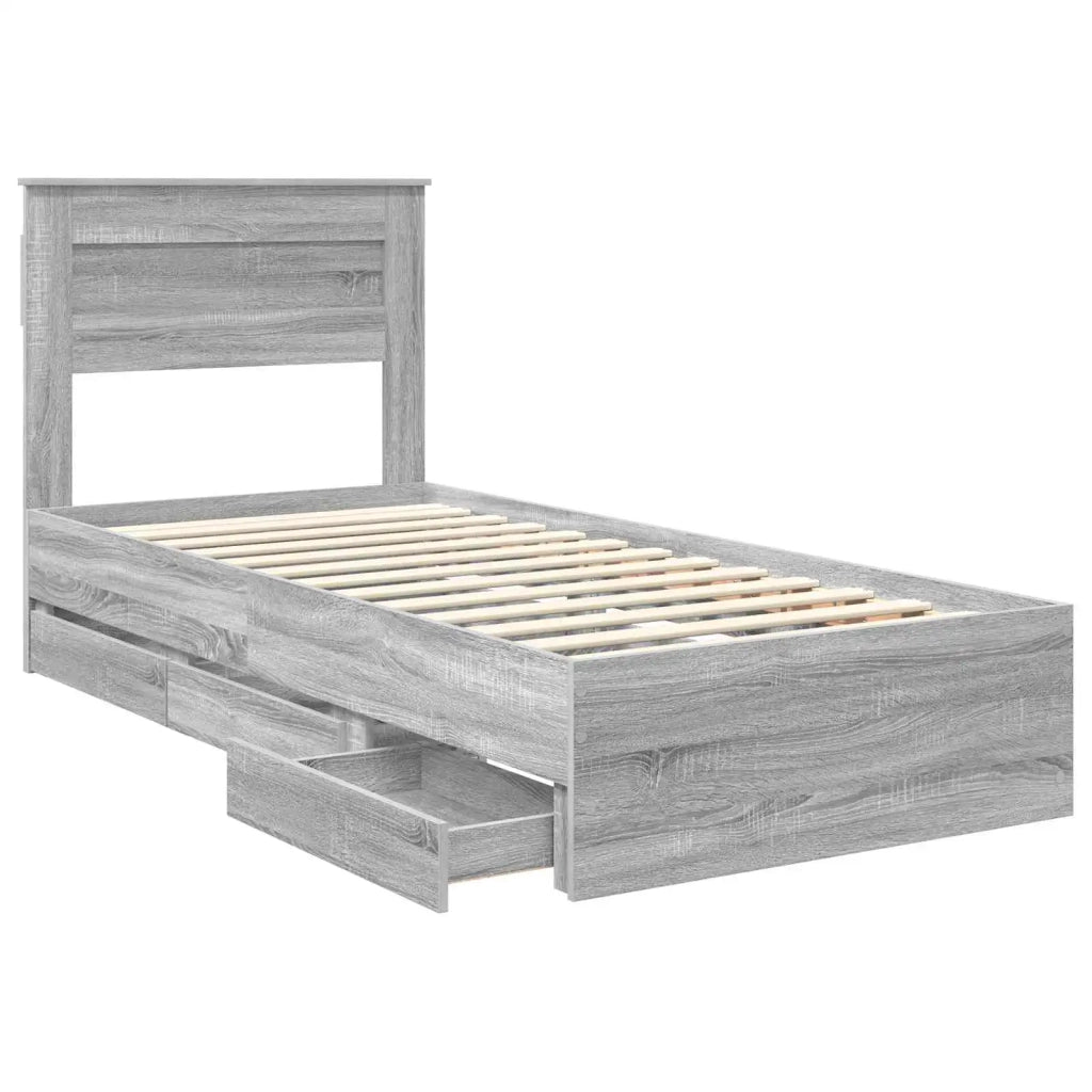 Struttura del letto con cassetto Grigio Sonoma 75 x 190 cm