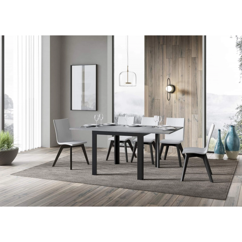 Tavolo apribile 90x90/180 cm Linea Libra telaio Antracite - Cemento