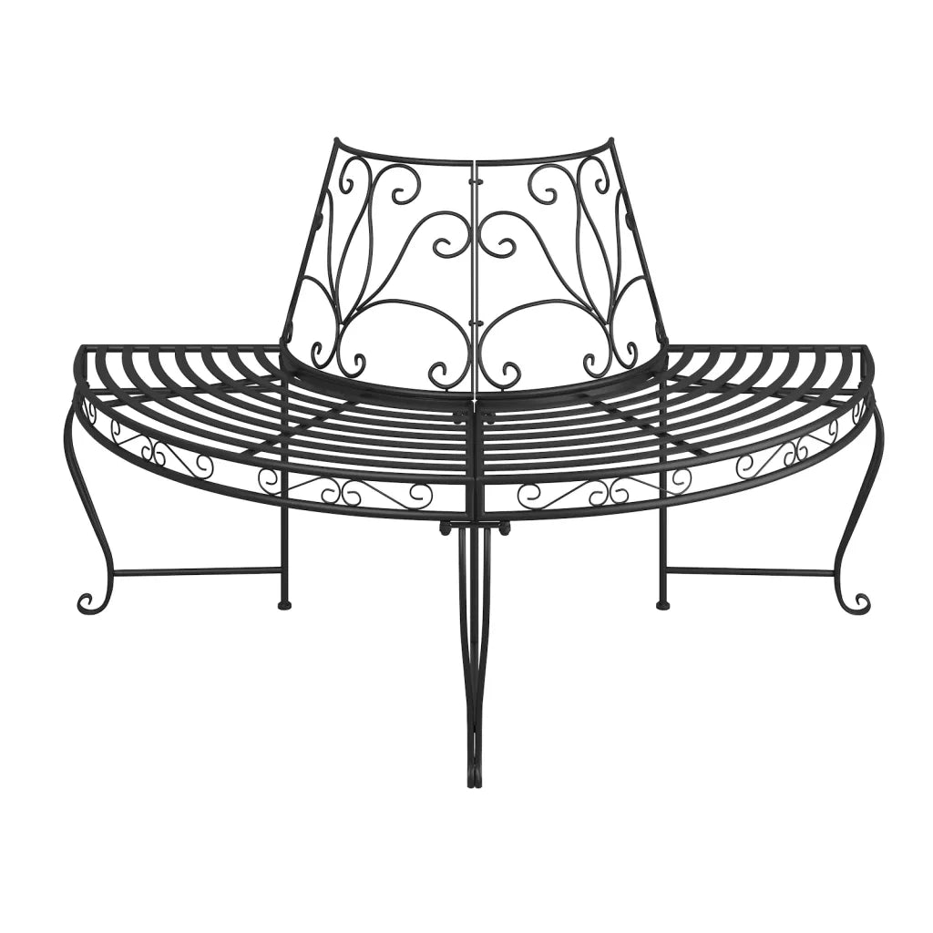 Panchine per Albero Semicircolari 2 pz Ø160 cm Nere in Acciaio 3095716