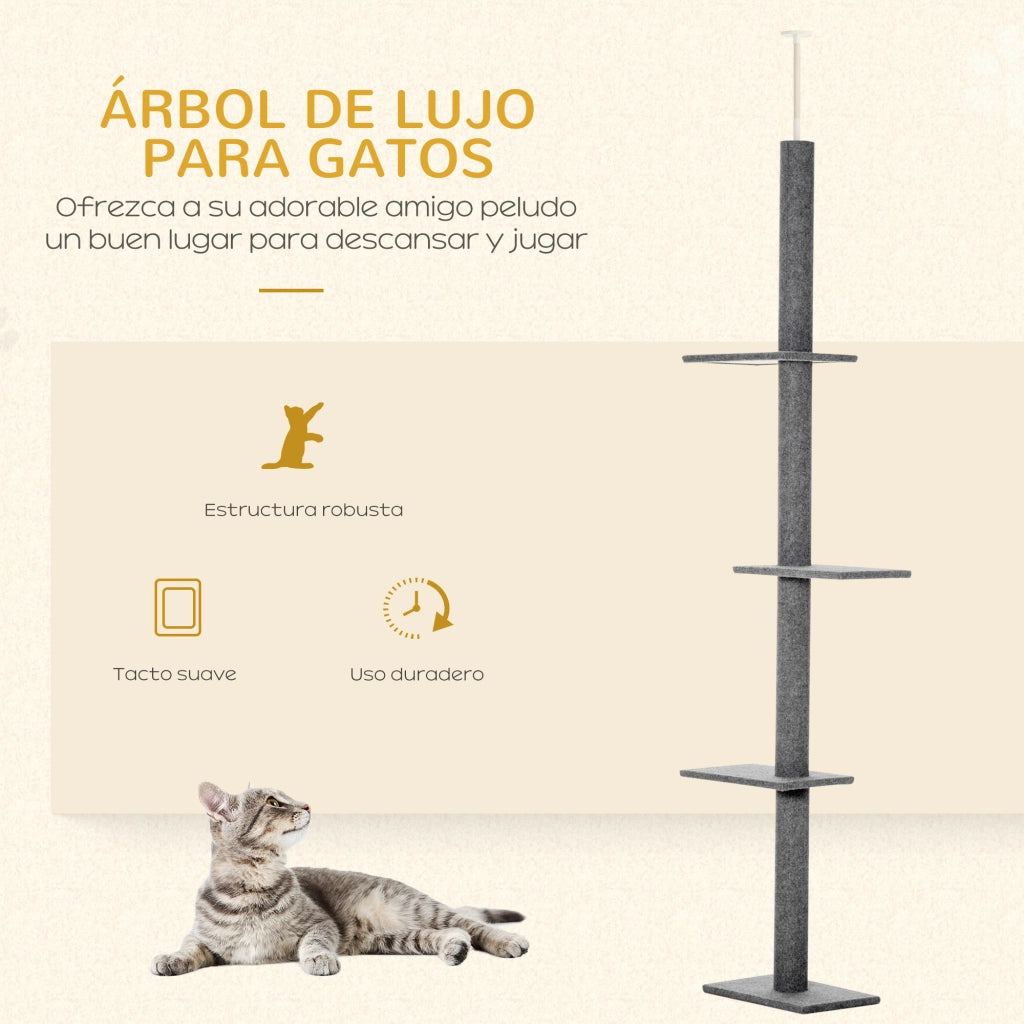 Albero tiragraffi per gatti ¨C zephmum ¨C 43x27x228-260 cm grigio
