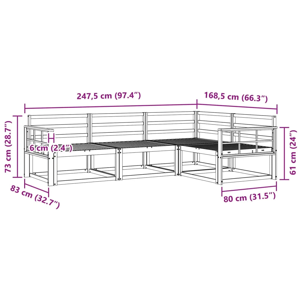 Set di divani da esterno 4 pcs Bianco 247,5 x 168,5 x 73 cm 3386383