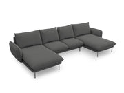 Cosmopolitan Design - Divano panoramico "Vienna" 6 posti in tessuto strutturato grigio scuro 