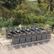 Set da Pranzo per Giardino 15 pz con Cuscini Polyrattan Grigio cod mxl 40265