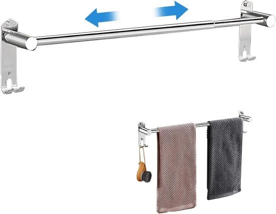 Supporto per Asciugamano Estensibile in Acciaio Inossidabile - Montaggio a Parete 43-75 cm in Argento