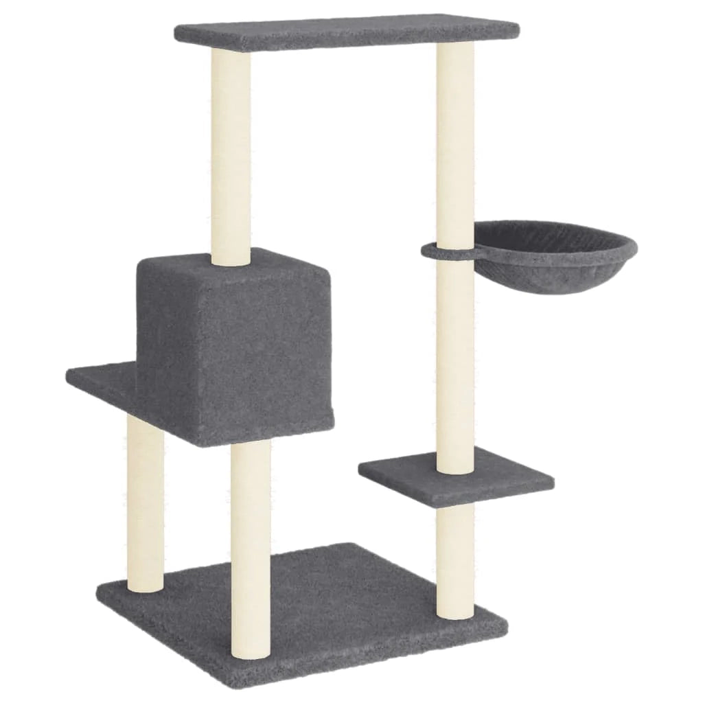 Tiragraffi per gatti torre per arrampicata giocattolo piattaforma per arrampicata con tiragraffi in sisal scuro 95 cm grigio 02_0022718