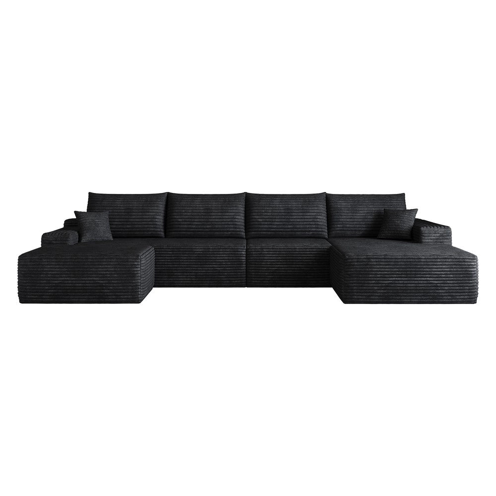Divano angolare con chaise longue ¨C Minimal ¨C nero velluto 340cm