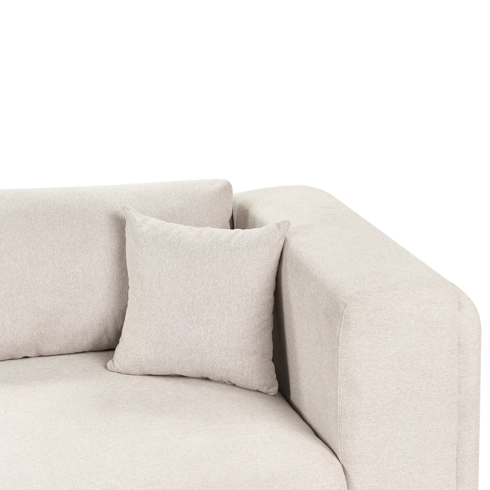 Divano moderno in tessuto beige chiaro 4 posti con gambe in legno stile moderno