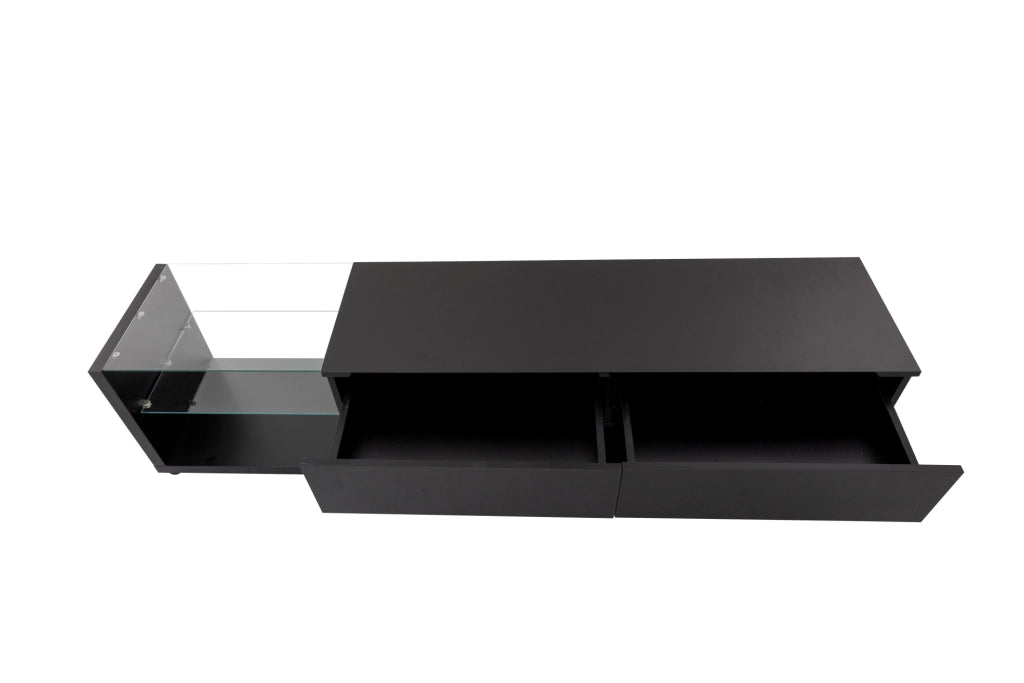 Mobile TV lucido nero con LED e vani portaoggetti
