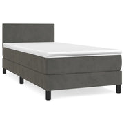 Letto singolo | Letto per adulti | Giroletto a Molle con Materasso Grigio Scuro 100x200 cm Velluto