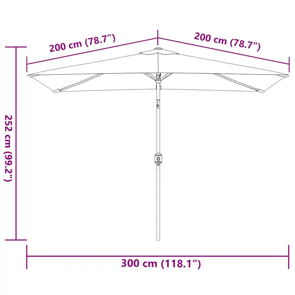 Ombrello | Parasolne con Palo in Metallo 300x200 cm Antracite