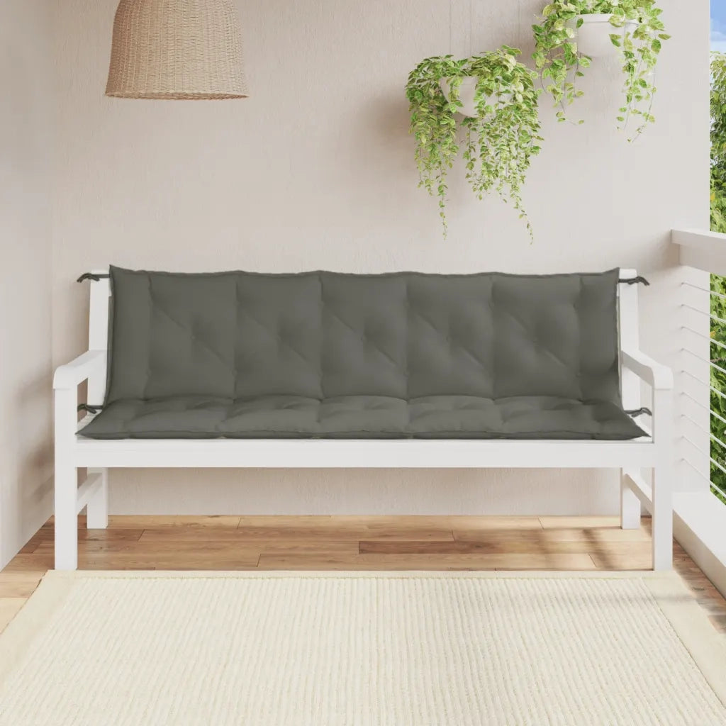Cuscini Panca Giardino 2 pz-Set di 2 Cuscini per panchina da esterno Grigio Scuro M¨¦lange 180x50x7 cm