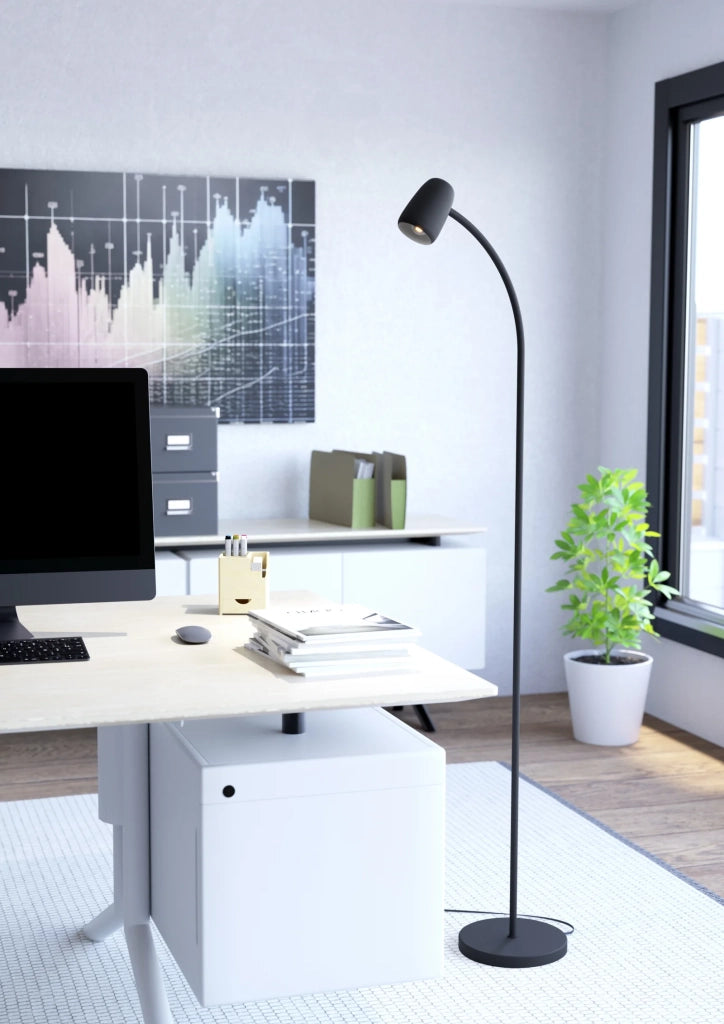 Piantana Industrial Minimal Carlo Acciaio Nero 1 Luce E14 Ip20