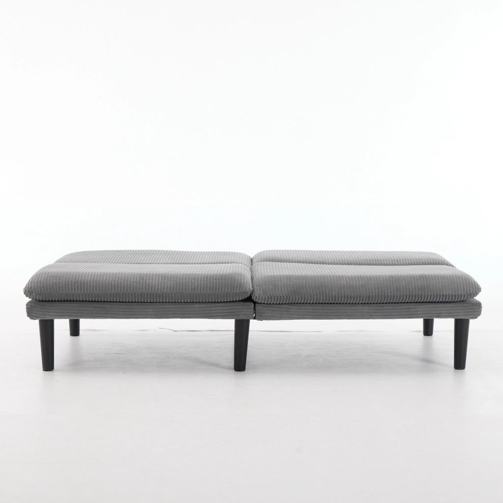 Divano convertibile 2 posti con schienale regolabile e funzione letto in velluto a coste grigio 88 × 85 × 18,5 cm