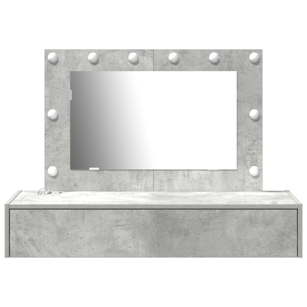 Tavolo da toeletta a muro con luci LED in grigio cemento