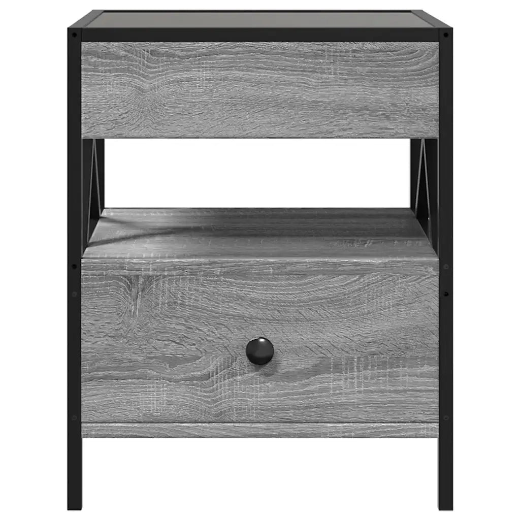 Tavolino da salotto | Tavolino da caff¨¨ | Tavolino da Soggiorno con LED Infinity Grigio Sonoma 40x40x51 cm