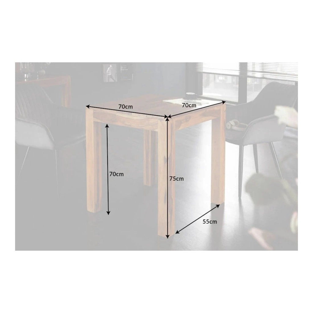 Tavolo da pranzo TAVINA 70 cm – Quadrato in legno massiccio di Sheesham verniciato