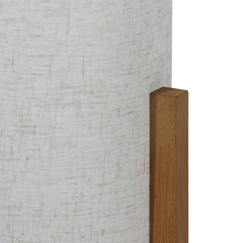 Lampada tavolo scandinava legno chiaro lino bianco E27 Italux