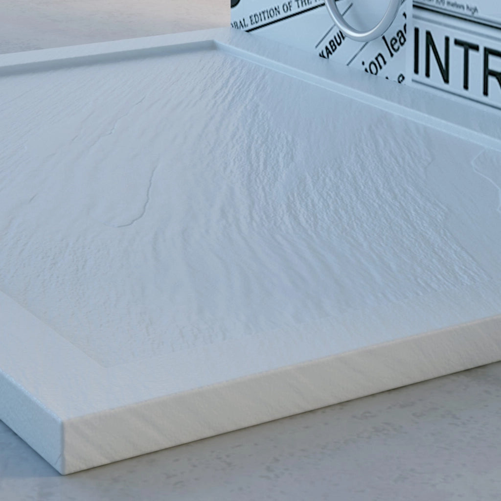 Piatto Doccia Slim 100x100x4 cm Quadrato Acrilico Bordato Bianco Effetto Pietra mod. Flower