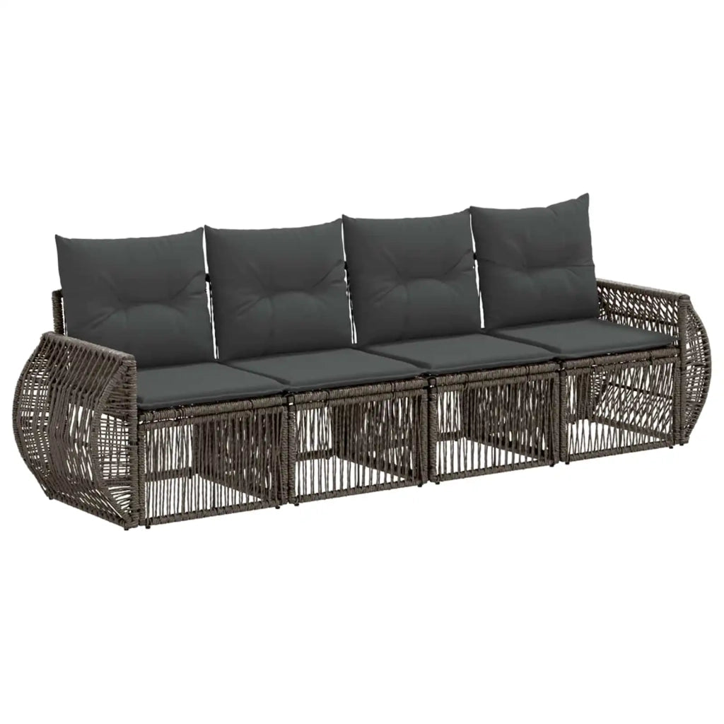Set Divano da Giardino 4 pcs Grigio e Grigio Scuro polyrattan 3435341