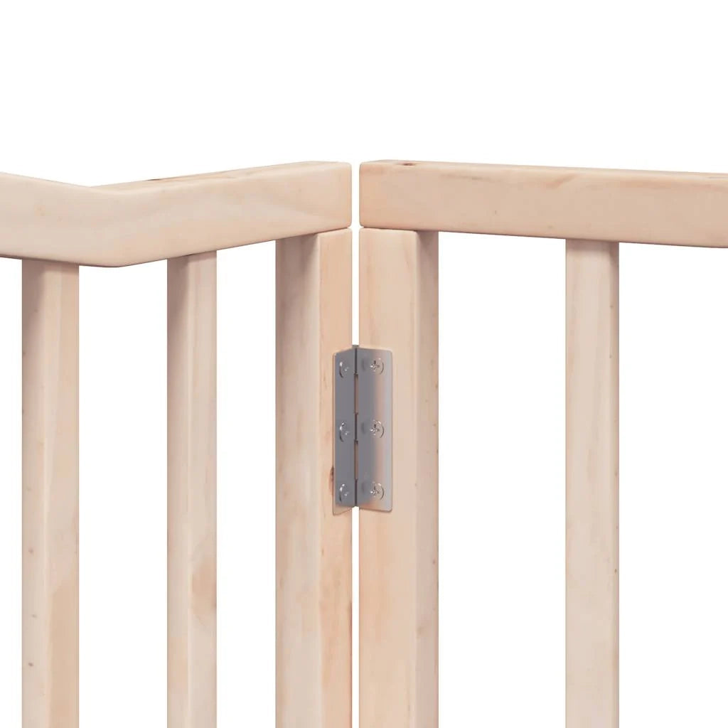 Cancelletto di sicurezza per cani con porta pieghevole 6 pannelli legno di pioppo marrone 02_0023017