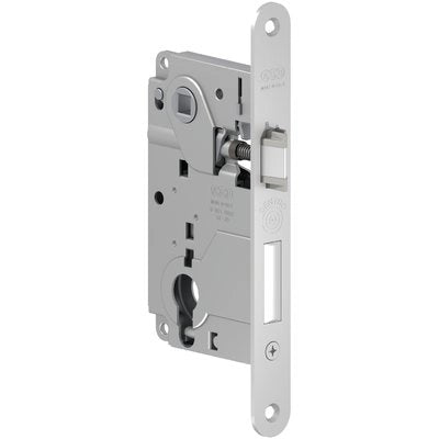 SERRATURA LEGNO INFILARE CENTRO AGB  B.T CROMO OPACO MM 22 F.SAGOM M2+SCR+Q8 E.MM 50