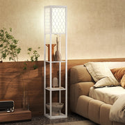 Lampada da Terra 2 in 1 Moderna con 3 Ripiani, Attacco E27, 26 x 26 x 160 cm, Bianco