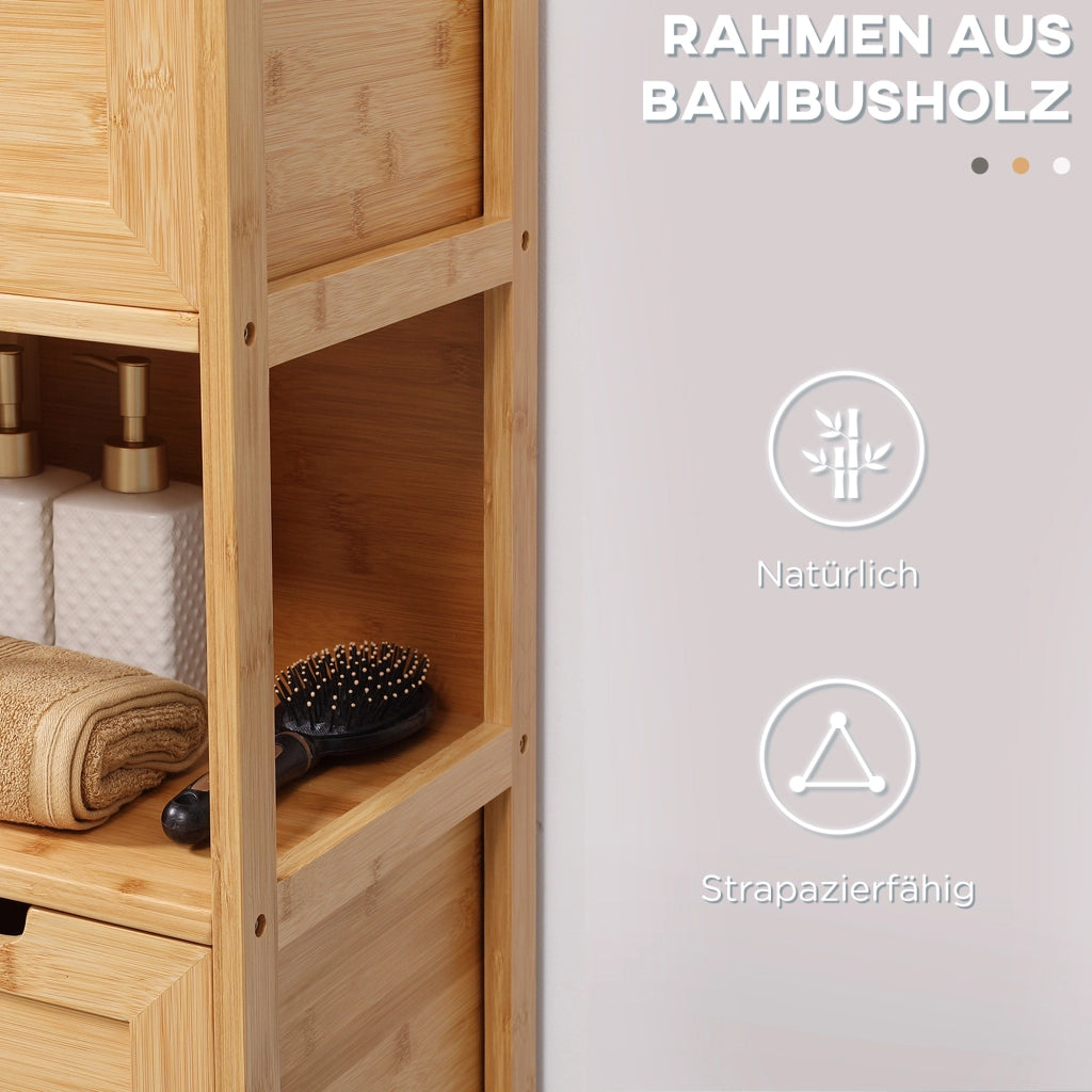 BADEZIMMERSCHRANK con 2 cassetti 30x30x90 cm bambù colore naturale