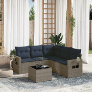 Set Divani da Giardino 6 pz con Cuscini Grigio in Polyrattan 3220160