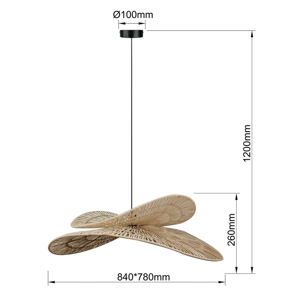 Lampada a sospensione rattan naturale Raya E27 Light Prestige