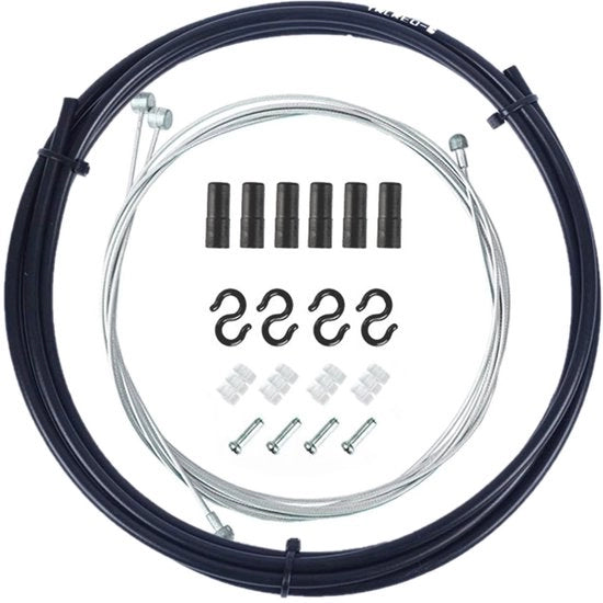 Cavo di freno universale - Set di cavi di freno - Cavo di freno per bicicletta - PVC/Rame inossidabile - 1,1m Anteriore/1,7m Posteriore - Inclusi doppi cavo e gomma S - Cavo di freno di bicicletta