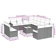 Set Divani da Giardino 12 pz con Cuscini Grigio in Polyrattan