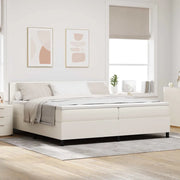 Letto a molle Crema e Bianco 200 x 200 cm Tessuto in Cords 3337529