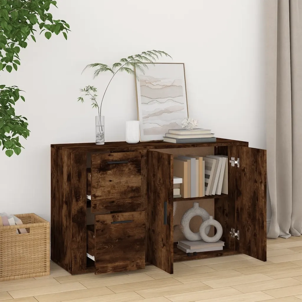 Credenza-Buffet-Armadio da cucina Rovere Fumo 100x33x59,5 cm in Legno Multistrato