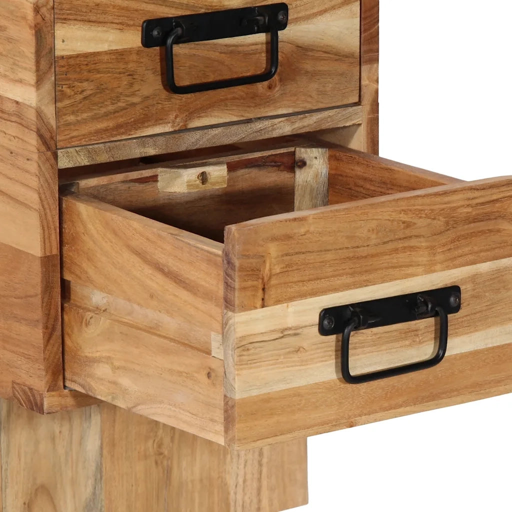 Comodino-Tavolino da notte 60x32x80 cm in Legno Massello di Acacia